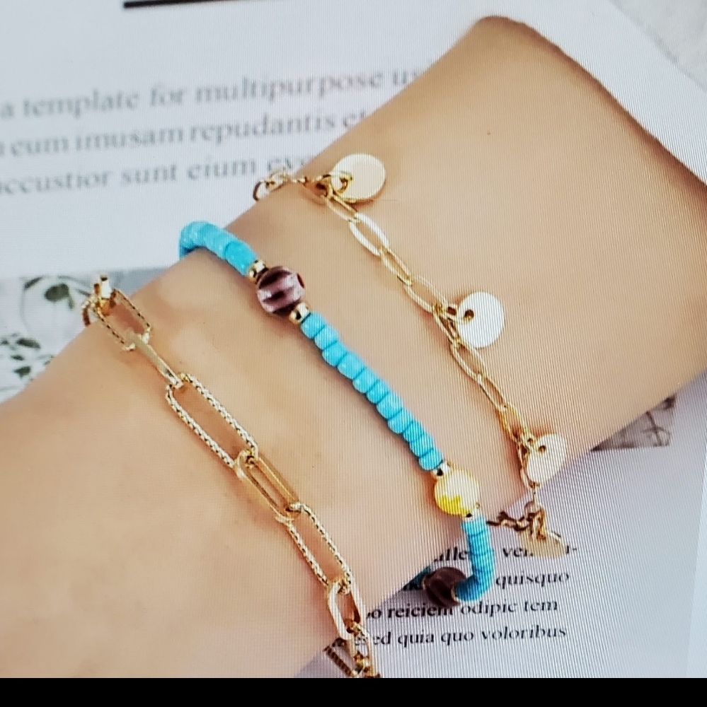 A Girl Thing Gold and Blue Bracelet Set